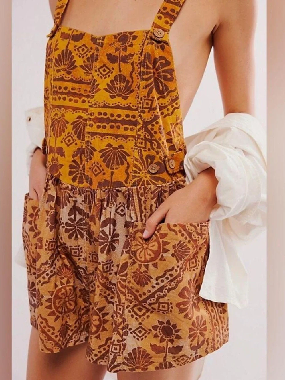 NWT Free People Palm Bay Printed Shortalls romper S